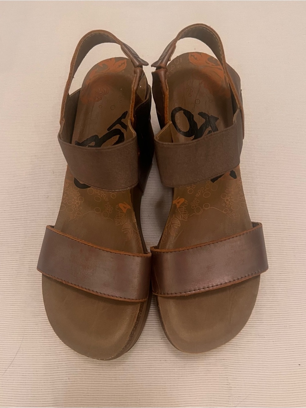 OTBT Bushnell Leather Wedge Sandals Brown Strappy Casual Women’s Size 8M
